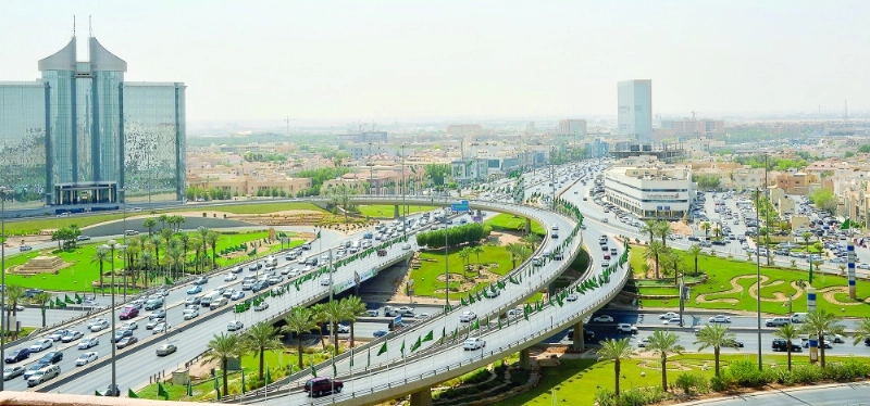 مدينة الرياض توشحت بأعلام السعودية بمناسبة اليوم الوطني (واس)