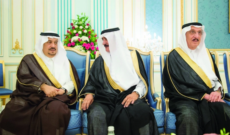 الأمراء محمد بن ناصر وسعد بن عبدالله بن تركي وفيصل بن بندر