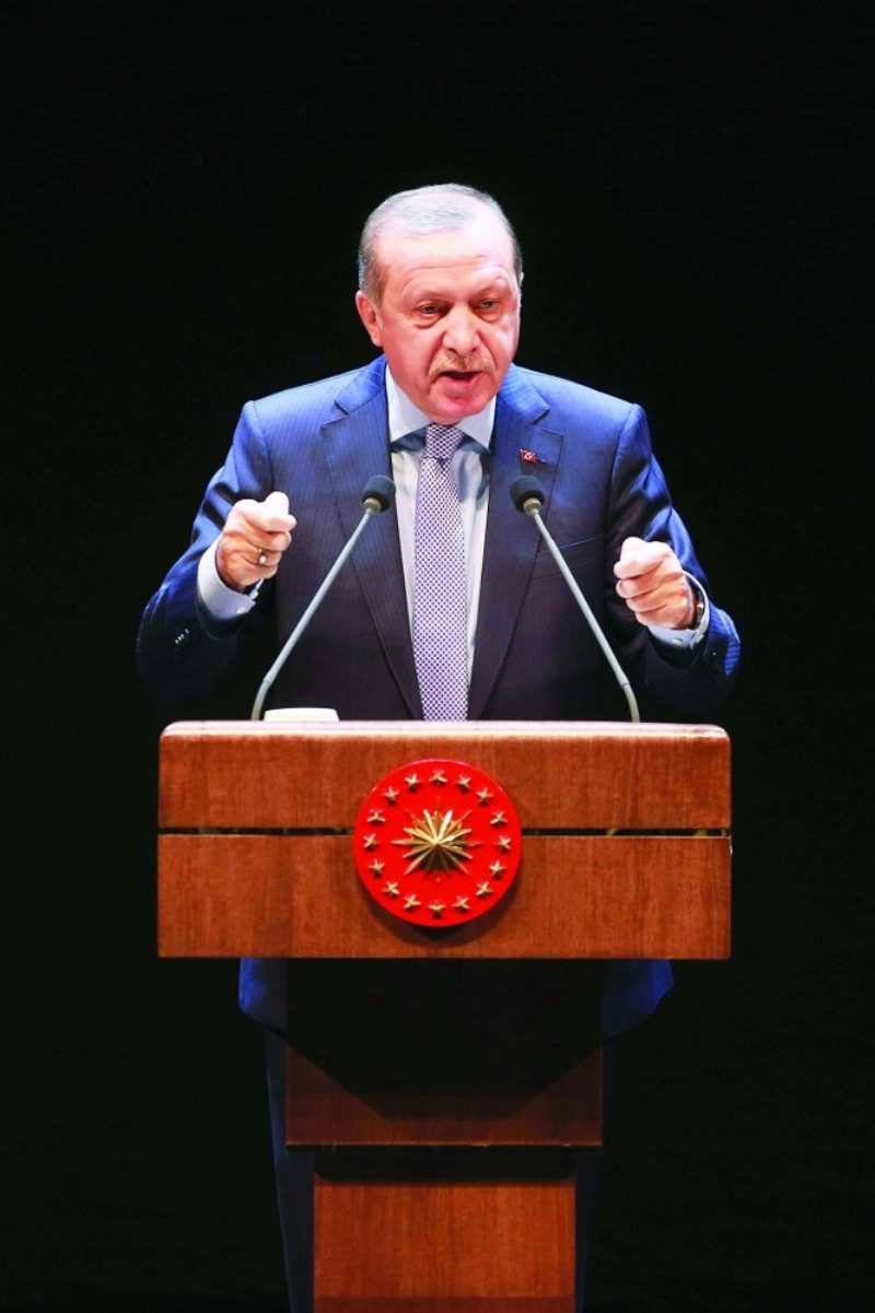 رجب إردوغان متحدثا في مناسبة قضائية بأنقرة (أ ف ب)