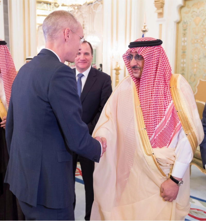 سمو ولي العهد يقيم مأدبة غداء لرئيس وزراء مملكة السويد (واس) 22-1-1438 هـ