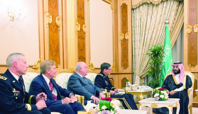 الأمير محمد بن سلمان لدى لقائه جوزيف فوتل في الرياض أمس الأول (واس)