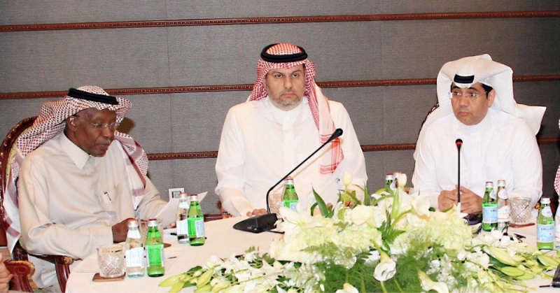 عبدالله بن مساعد وأحمد عيد خلال الورشة (مكة)