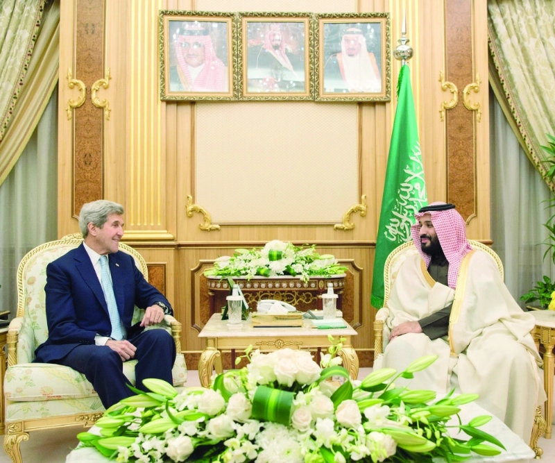 الأمير محمد بن سلمان لدى لقائه جون كيري (واس)