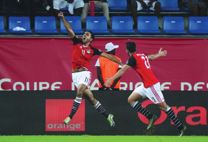 محمود كهربا يحتفل بهدفه في المغرب (إ ب أ)
