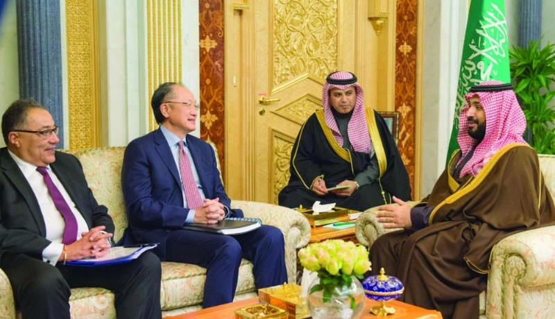 الأمير محمد بن سلمان خلال لقائه جيم كيم (واس)
