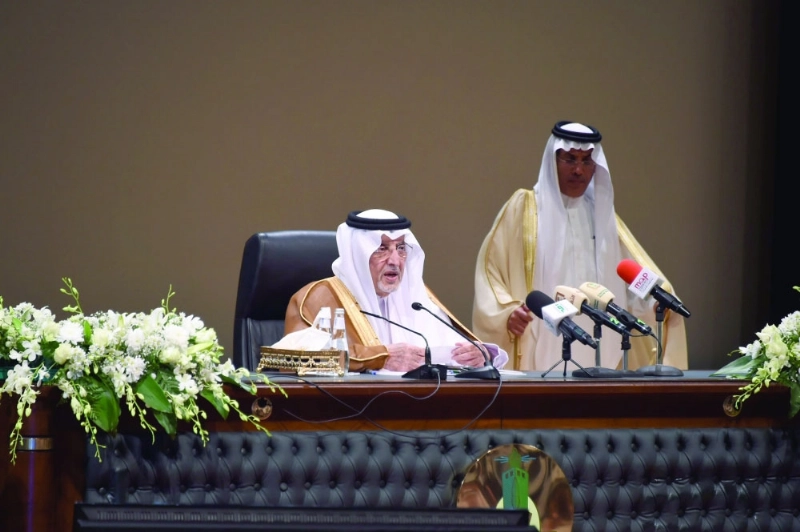 خالد الفيصل خلال الحوار المفتوح بجامعة المؤسس (محمد يحيى)