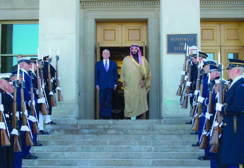 الأمير محمد بن سلمان ووزير الدفاع الأمريكي بالبنتاجون (واس)