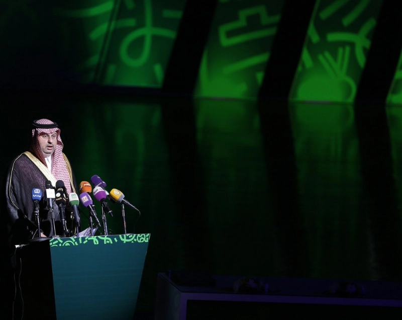 عبدالله بن مساعد خلال الحفل اليوم