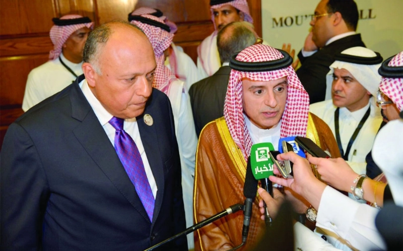 الجبير وشكري في عمان أمس (واس)
