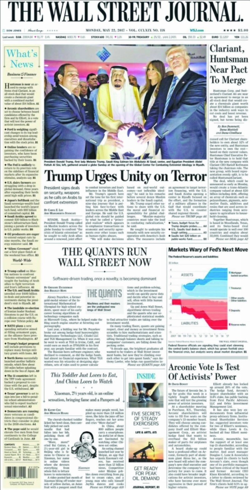 Wall Street Journal
ترمب يحث على الوحدة ضد الارهاب