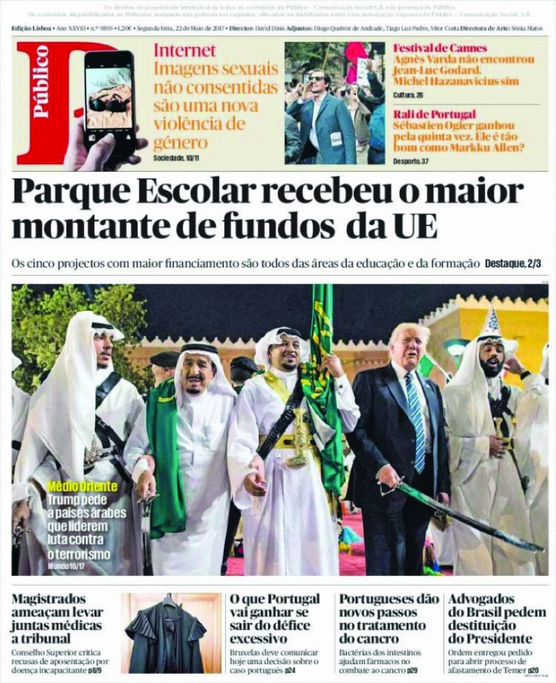 Público
البرتغالية
الشرق الأوسط:
ترمب يطلب من العالم الإسلامي قيادة الحرب ضد الإرهاب