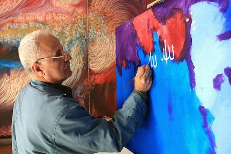 محمد غنوم في مرسمه (Delano)