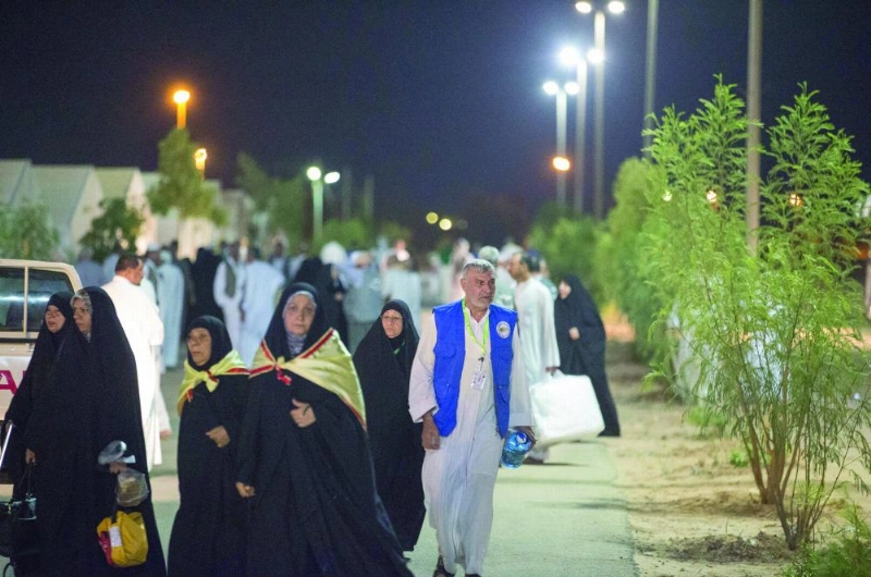 حجاج عراقيون لدى وصولهم مدينة الحجاج بمركز أبوعجرم (مكة)