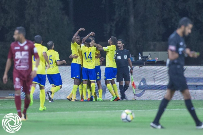 فرحة لاعبي النصر أمام الفيصلي (مكة)