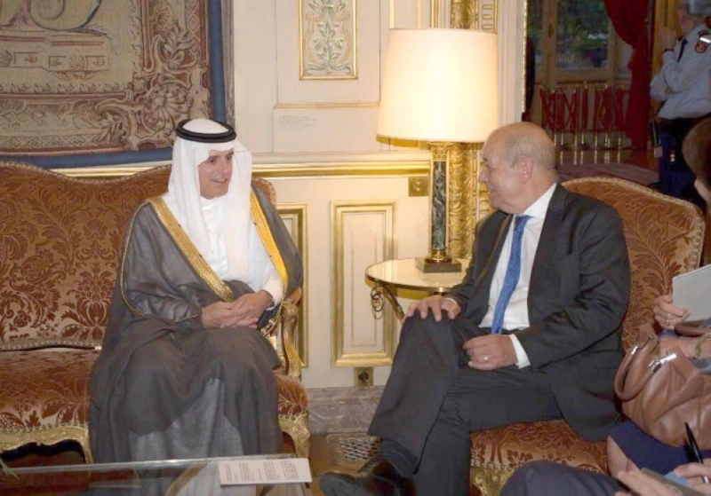 عادل الجبير خلال لقائه جان إيف لودريان (واس)