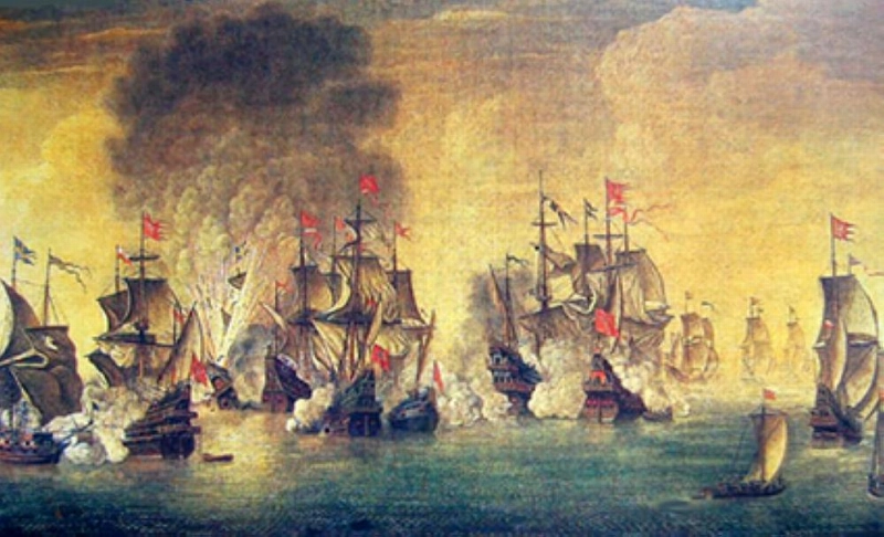 رسمة للمعركة عام 1627، تظهر سفينة سيبتر (The Local)