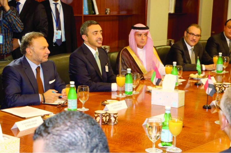 الجبير وعبدالله بن زايد وأنور قرقاش في اجتماع بنيويورك (واس)