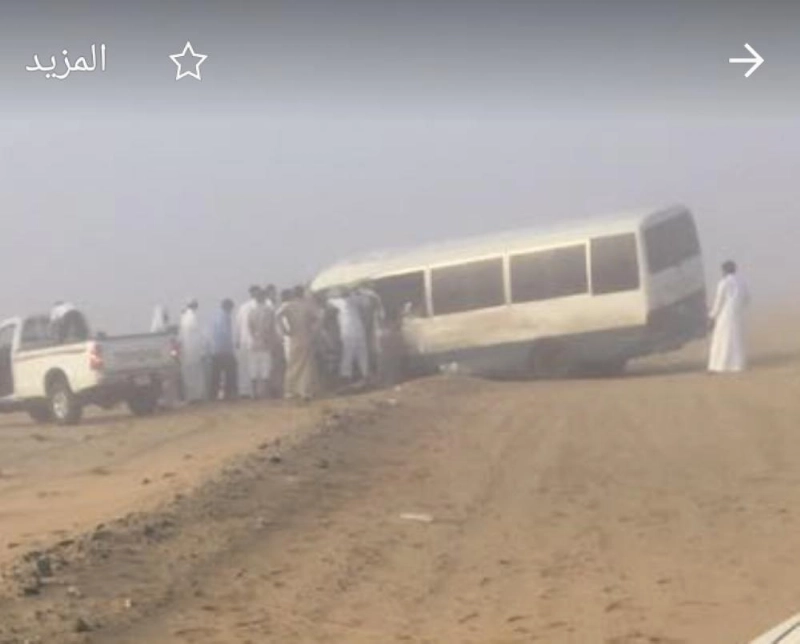 حافلة الطالبات بعد اصطدامها بالونيت (مكة)