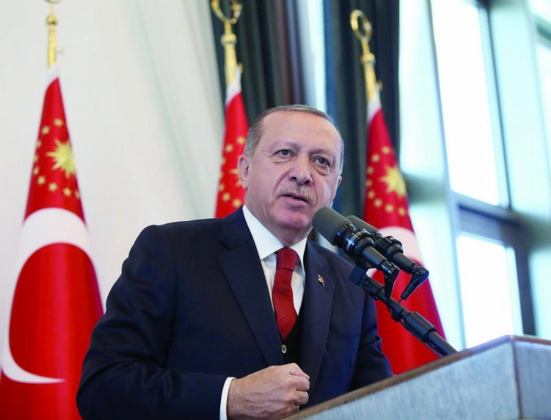 إردوغان يتحدث في مؤتمر صحفي بأنقرة (إ ب أ)