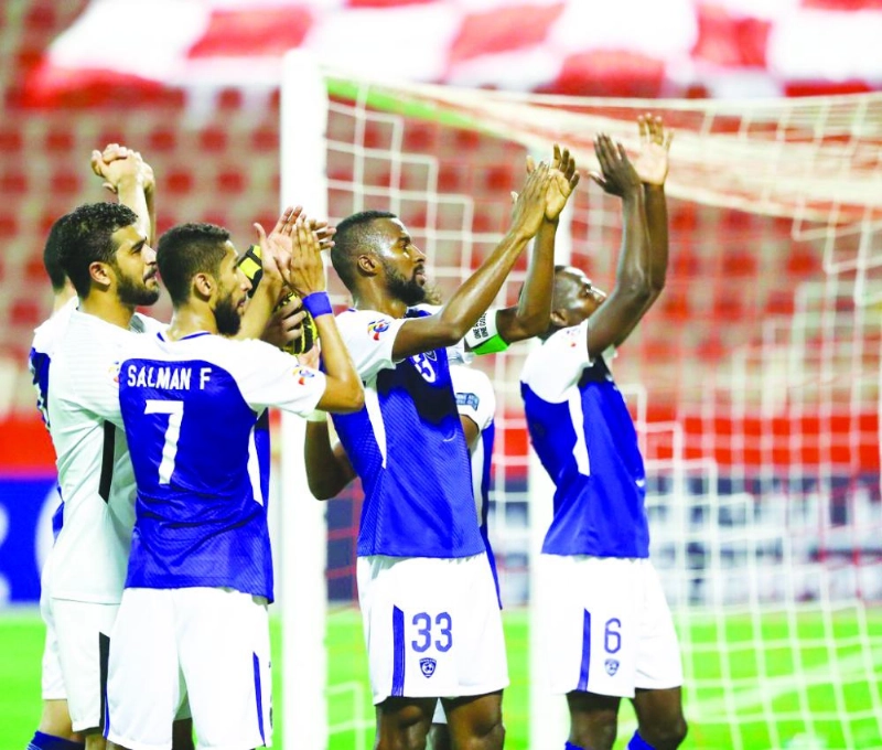 احتفال لاعبي الهلال بالتأهل للنهائي الآسيوي (إعلامي الهلال)