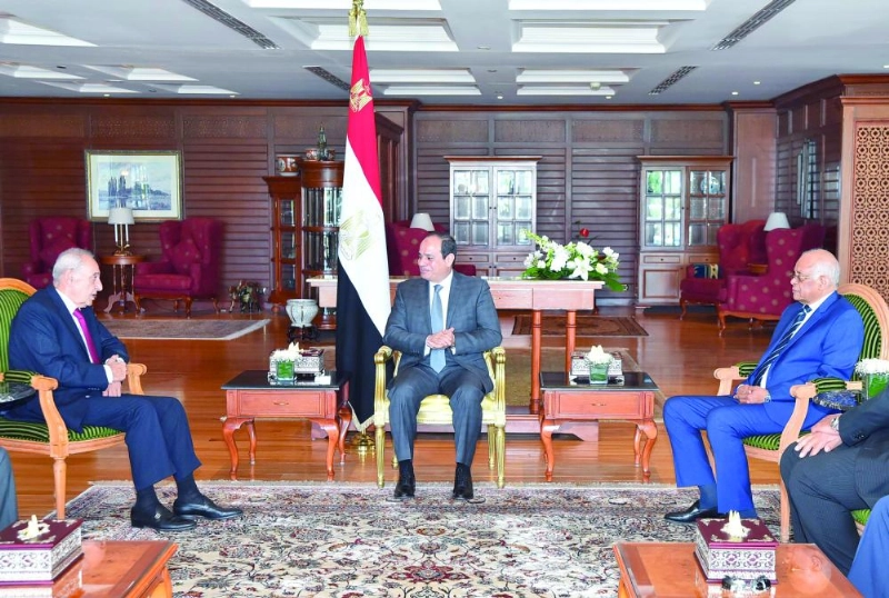 السيسي يتحدث مع بري بحضور رئيس البرلمان (د ب أ)
