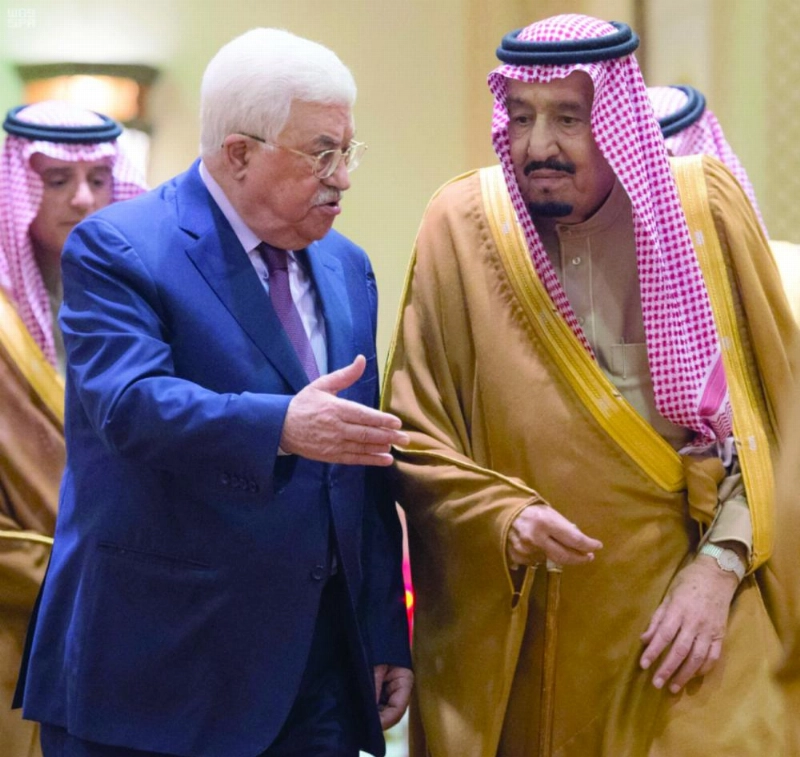 من مراسم استقبال خادم الحرمين الشريفين للرئيس الفلسطيني