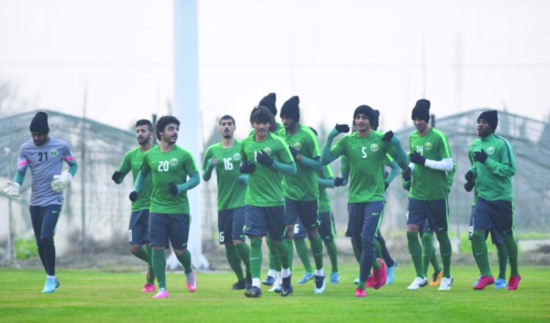 تدريبات الأولمبي في شنغهاي أمس (الاتحاد السعودي)