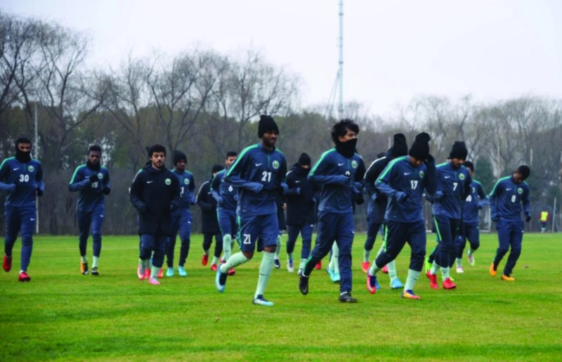 تدريبات أولمبي الأخضر صباح أمس (الاتحاد السعودي)