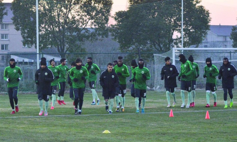 من تدريبات أولمبي الأخضر أمس (الاتحاد السعودي)
