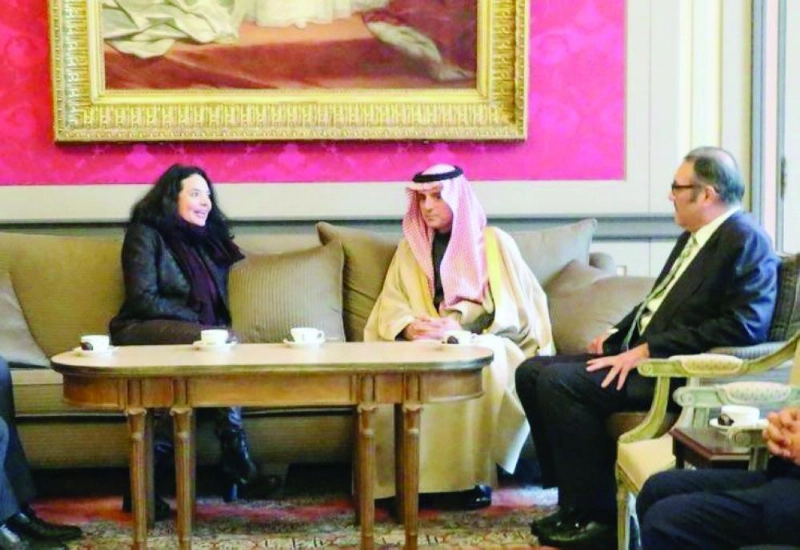 الجبير خلال لقائه رئيسة مجلس الشيوخ البلجيكي (واس)