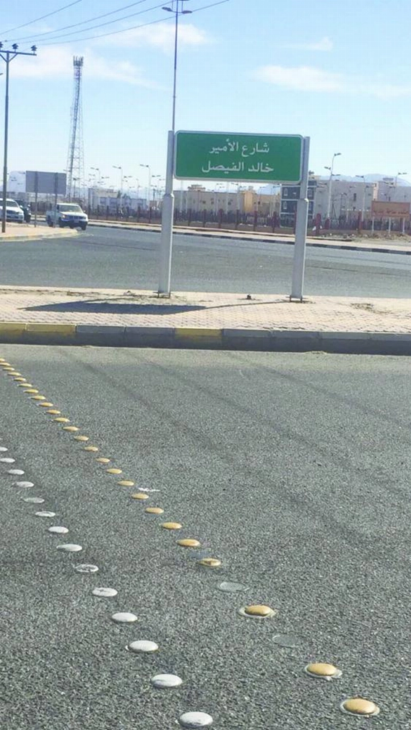 اللوحة تحمل اسم خالد الفيصل في محافظة رنية كما بدت أخيرا (مكة)