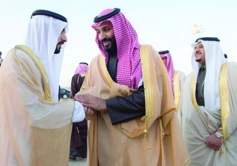 الأمير محمد بن سلمان مودعا حمدان بن محمد آل مكتوم (واس)