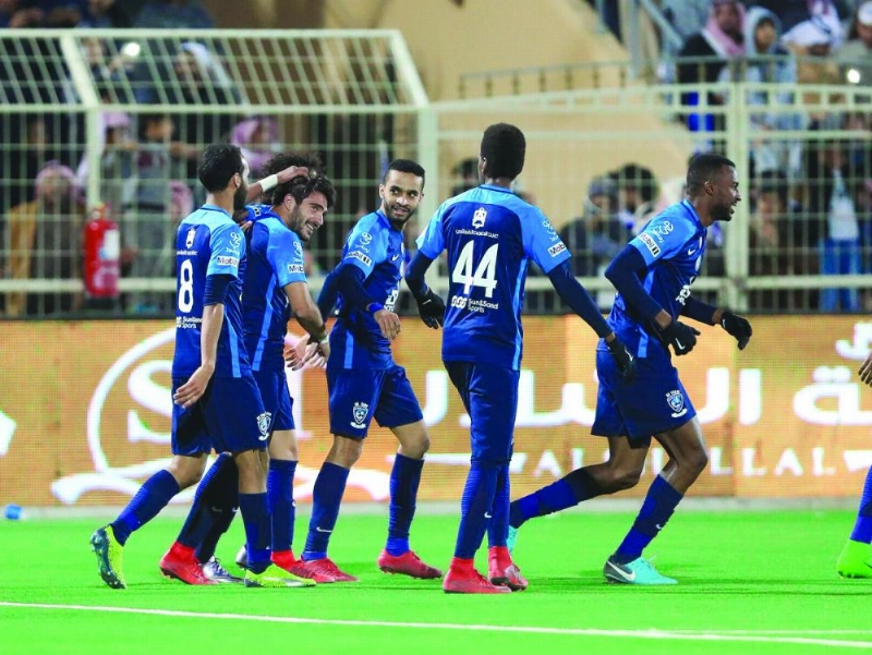 لاعبو الهلال يحتفلون بفوز سابق (إعلامي الهلال)