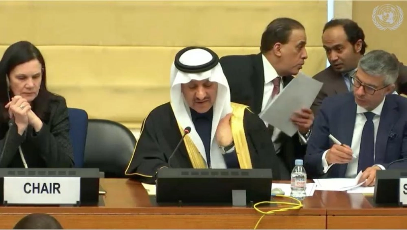 بندر العيبان يتحدث في مجلس حقوق الإنسان بجنيف (وزارة الخارجية)