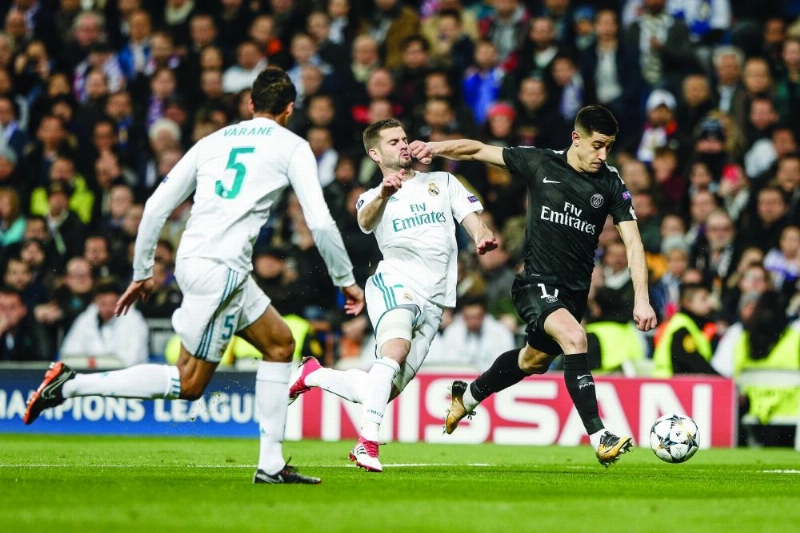 ريال مدريد وسان جيرمان ذهابا في مدريد (د ب أ)
