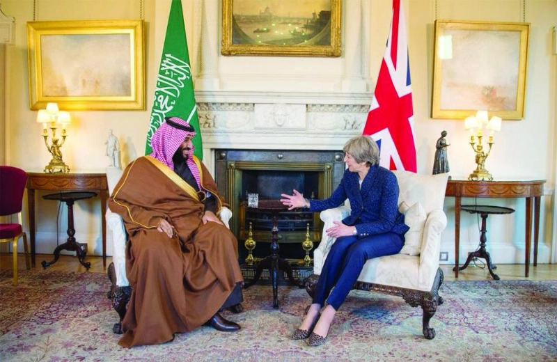الأمير محمد بن سلمان في الاجتماع الثنائي مع رئيسة الوزراء البريطانية (واس)