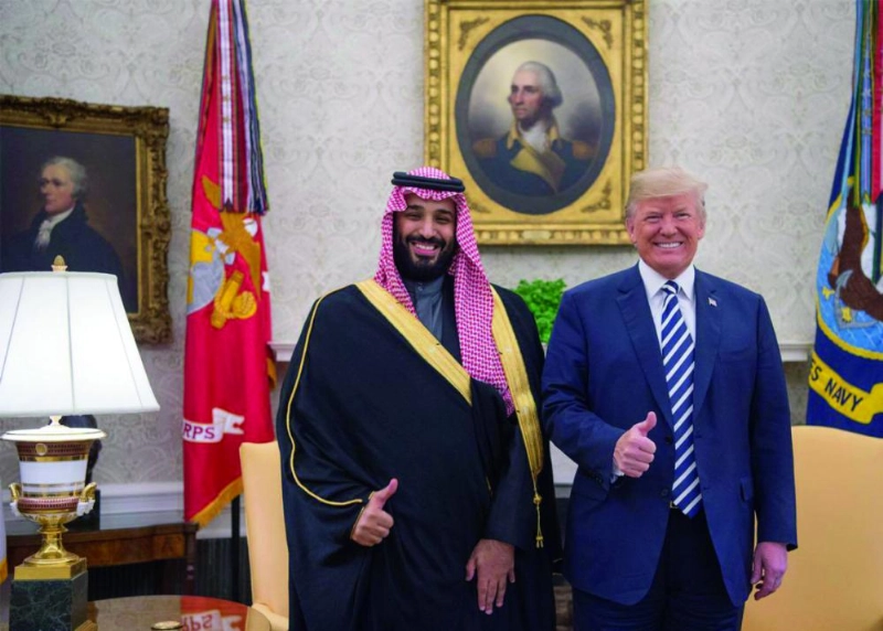 من لقاء ولي العهد والرئيس الأمريكي (واس)