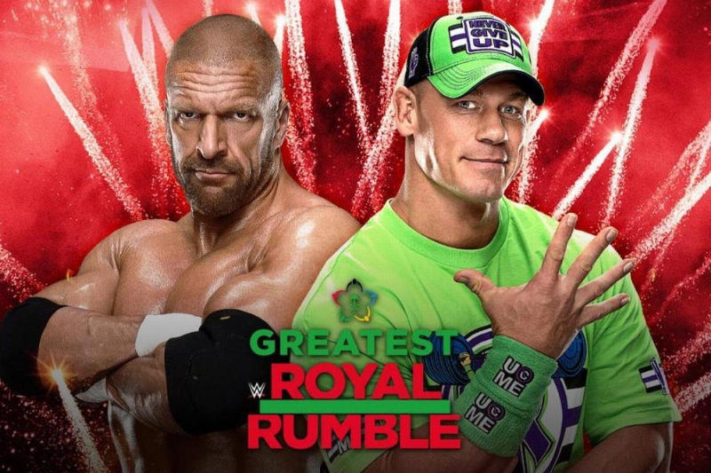 البوستر الخاص بمواجهة جون سينا وتريبل إتش بجدة (wwe)