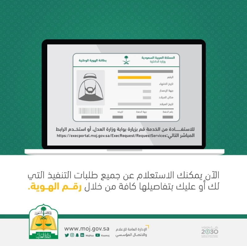 الاستعلام عن جميع طلبات التنفيذ برقم الهوية الوطنية