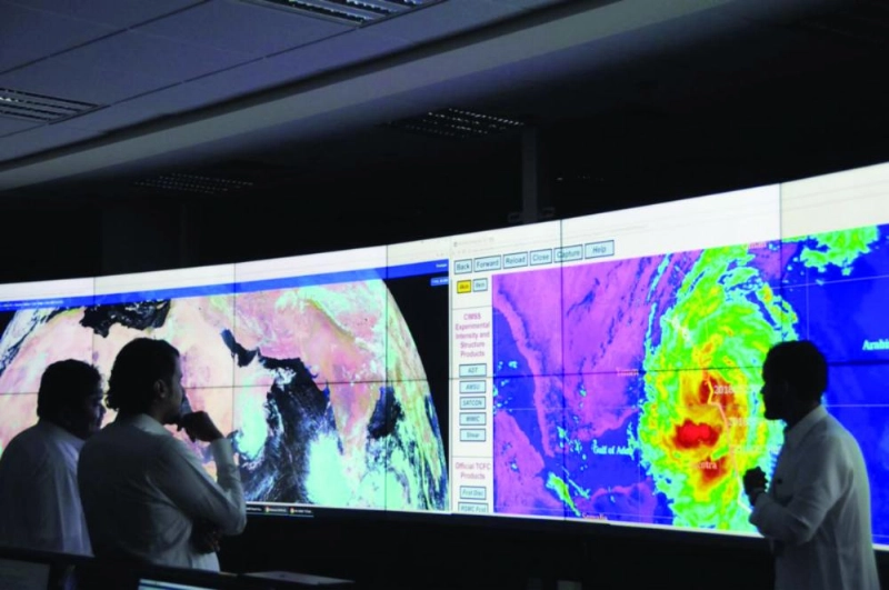 مركز جدة خلال متابعة الإعصار (الهيئة العامة للأرصاد وحماية البيئة)