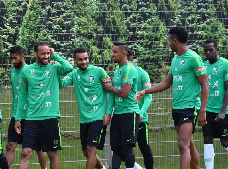 جانب من تدريب المنتخب الصباحي قبل أن يغادر إلى موسكو (إعلامي المنتخب)