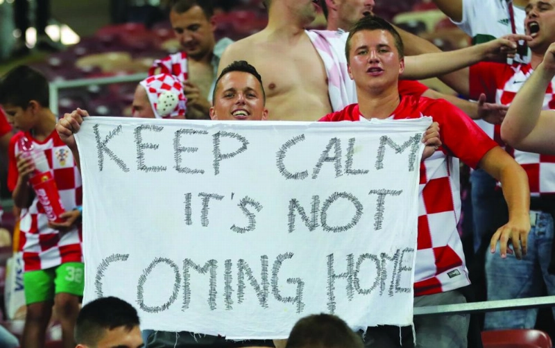 Croatia fans cheerduring the FIFA World Cup 2018 soccer semi-final match between Croatia and England at the Luzhniki Stadium in Moscow, Russia, 11 July 2018. Photo: Christian Charisius/dpa