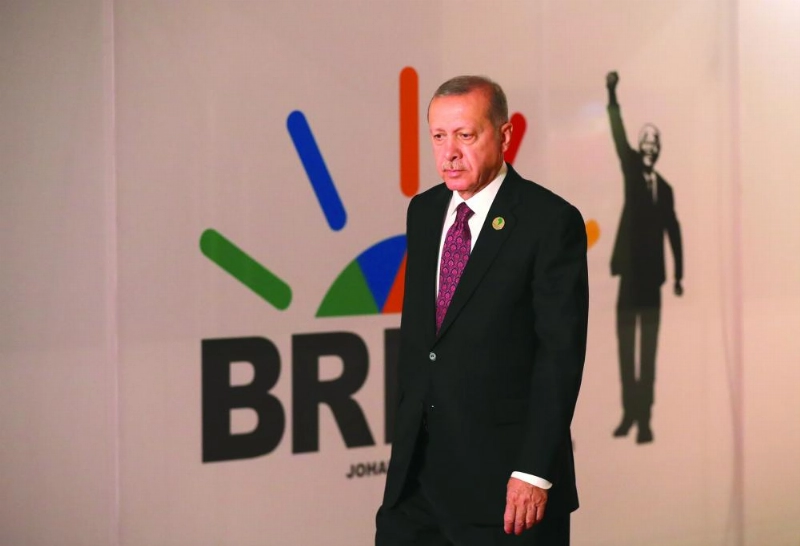 إردوغان لدى مشاركته في قمة البريكس (إ ب أ)