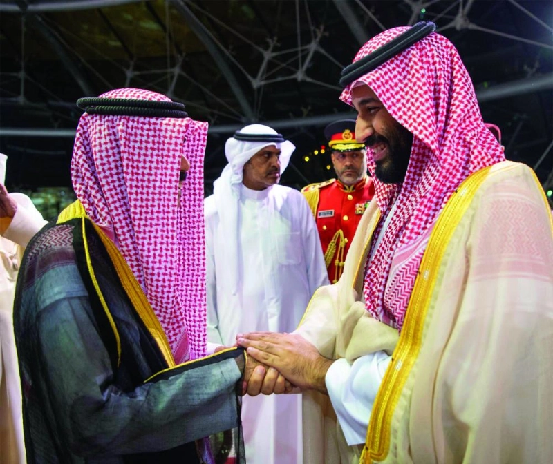 الأمير محمد بن سلمان لدى وصوله إلى الكويت أمس (واس)