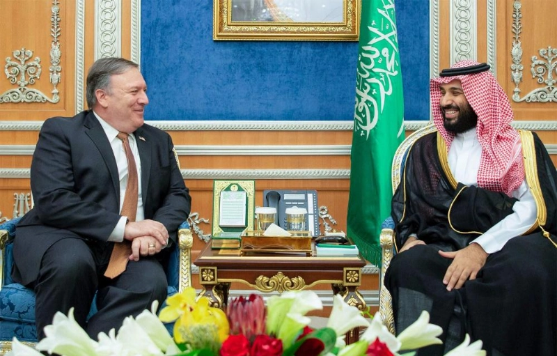 الأمير محمد بن سلمان خلال لقائه مايك بومبيو في الرياض (واس)