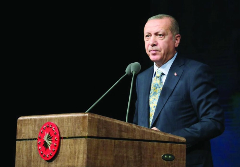 إردوغان خلال كلمته لأعضاء حزب العدالة والتنمية (تويتر)