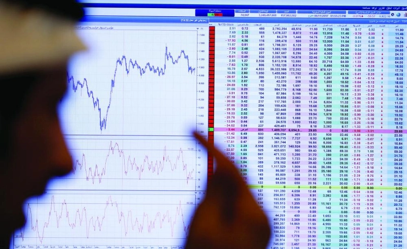 شاشة مؤشرات لسوق الأسهم السعودية (مكة)