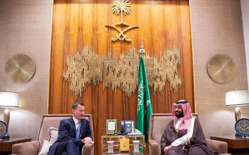 الأمير محمد بن سلمان لدى لقائه جيرمي هنت (واس)