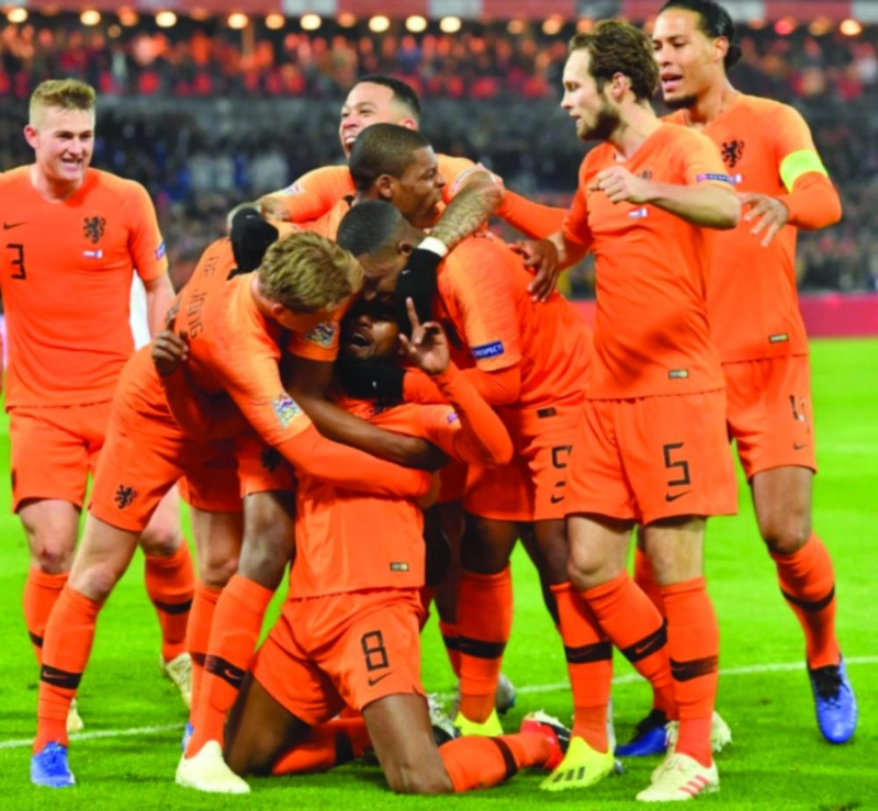 فرحة لاعبي منتخب هولندا (تويتر)