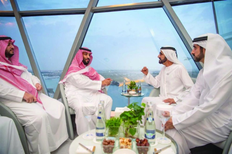 ولي العهد خلال لقائه نائب رئيس دولة الإمارات (واس)